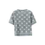 Gucci Grey GG Monogram Short-Sleeve Knit Top
