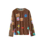 Vintage Travel-Inspired Louis Vuitton Monogram Long-Sleeve Top