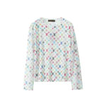 Luxury Multicolor Monogram Print Long-Sleeve Top