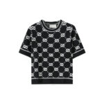 Gucci Black & White GG Jacquard Knit Short-Sleeve Top