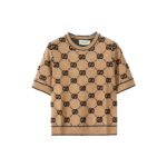 Gucci Beige GG Jacquard Knit Short-Sleeve Top