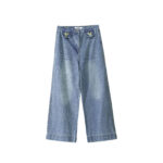 Light Blue Wide-Leg Denim Jeans with Unique Pocket Detail