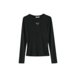 Prada Black Long-Sleeve Top with Signature Triangle Logo