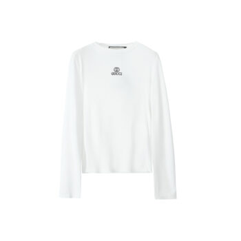 Gucci White Long-Sleeve Top with Signature Black Logo