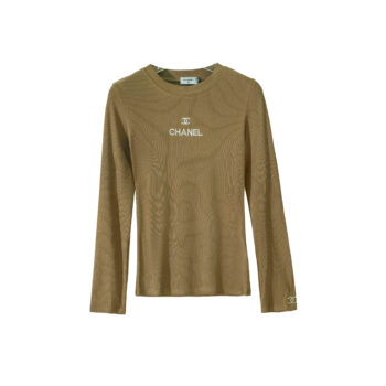 Chanel Classic Beige Long-Sleeve Top with Iconic Logo