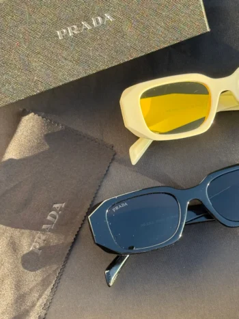 Prada Symbole Rectangular Sunglasses Set – Ivory Yellow & Classic Black